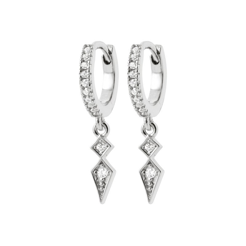 Créoles Argent 925 Rhodié & Zirconium Géométriques | Kara Bijoux