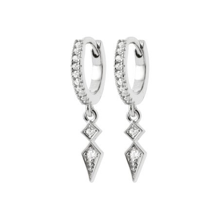 Créoles Argent 925 Rhodié & Zirconium Géométriques | Kara Bijoux