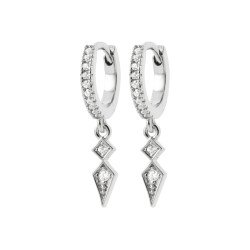 Créoles Argent 925 Rhodié & Zirconium Géométriques | Kara Bijoux