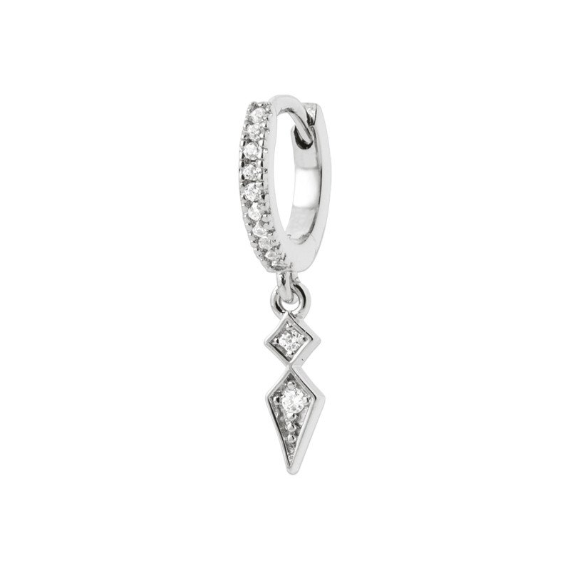 Créole Argent Rhodié Zirconium Pendentif Losange (unité)