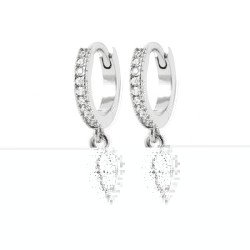 Créoles Pendentif Goutte Argent Rhodié & Zircons | Kara Bijoux