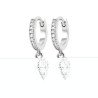 Créoles Pendentif Goutte Argent Rhodié & Zircons | Kara Bijoux