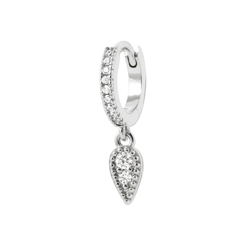 Créole Goutte Scintillante en Argent Rhodié