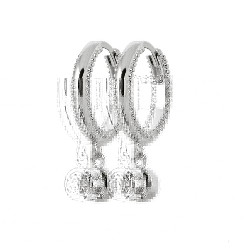 Créoles Pendantes Argent Rhodié Oxydes de Zirconium