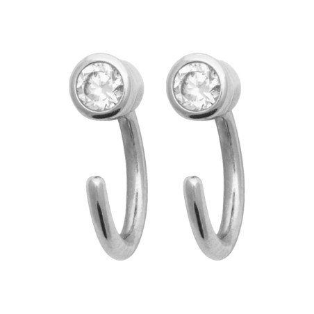 Créoles Puces Argent Rhodié Zirconium