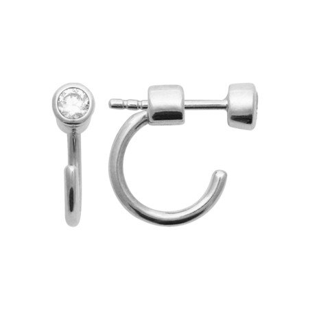 Créoles Puces Argent Rhodié Zirconium