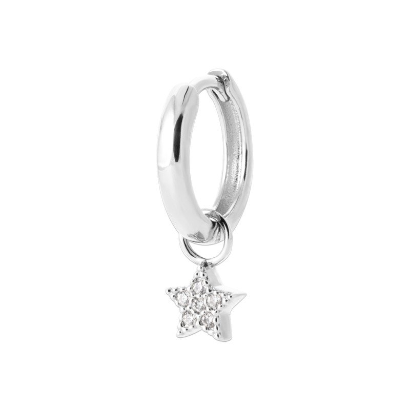 Créole Étoile Scintillante Argent Rhodié