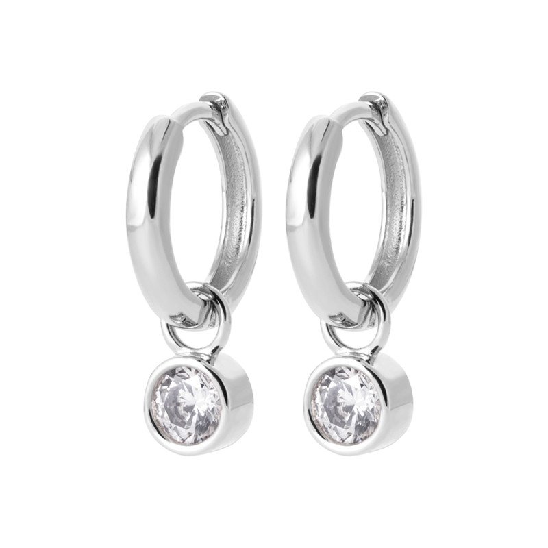 Créoles Argent Rhodié et Zirconium