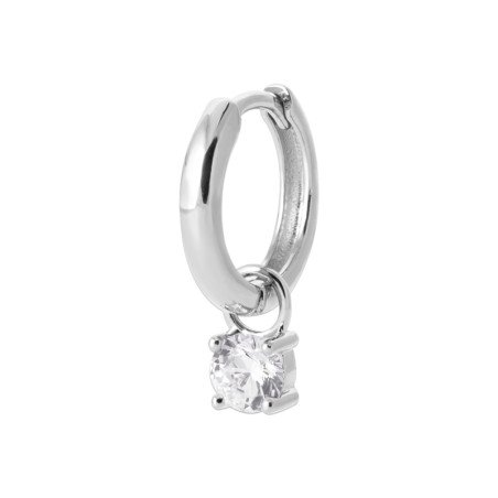Créole Argent Rhodié Pendentif Solitaire Oxyde de Zirconium