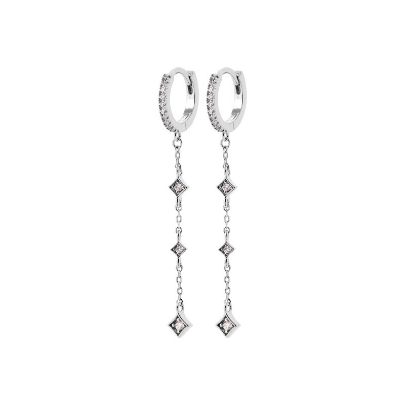 Créoles Pendants Scintillants Argent Rhodié