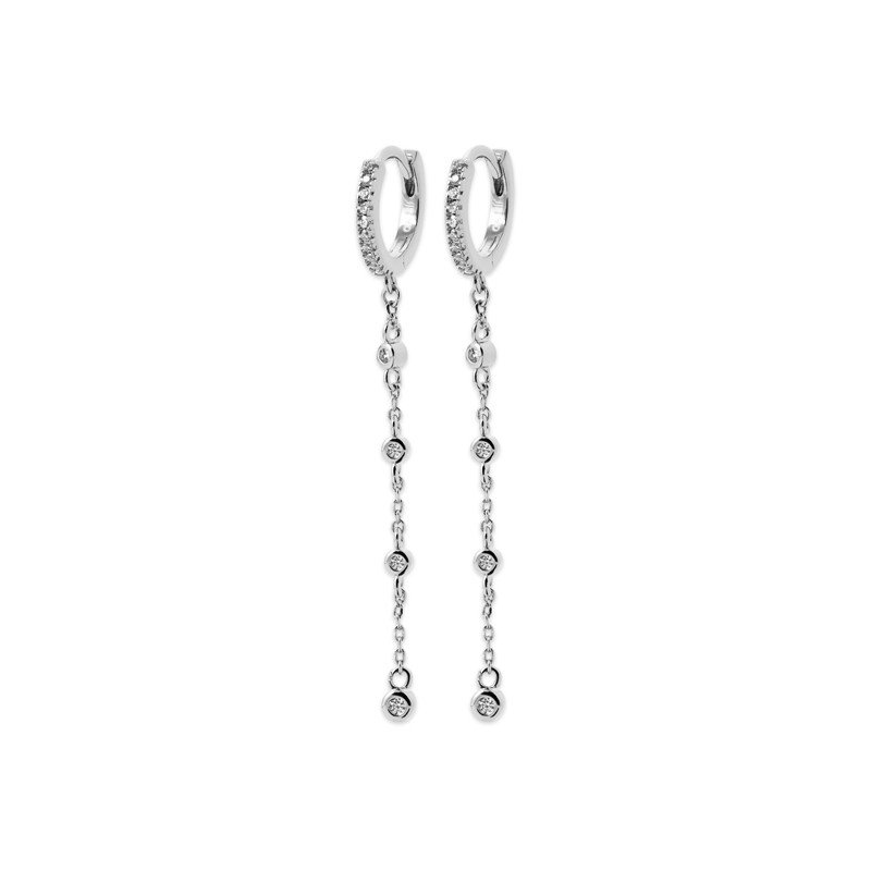 Créoles Pendantes Argent Rhodié et Oxyde de Zirconium