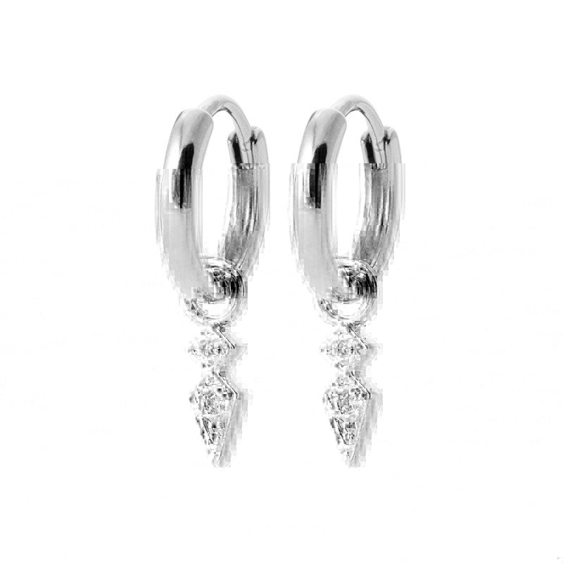 Créoles Argent Rhodié Pendentif Zirconium