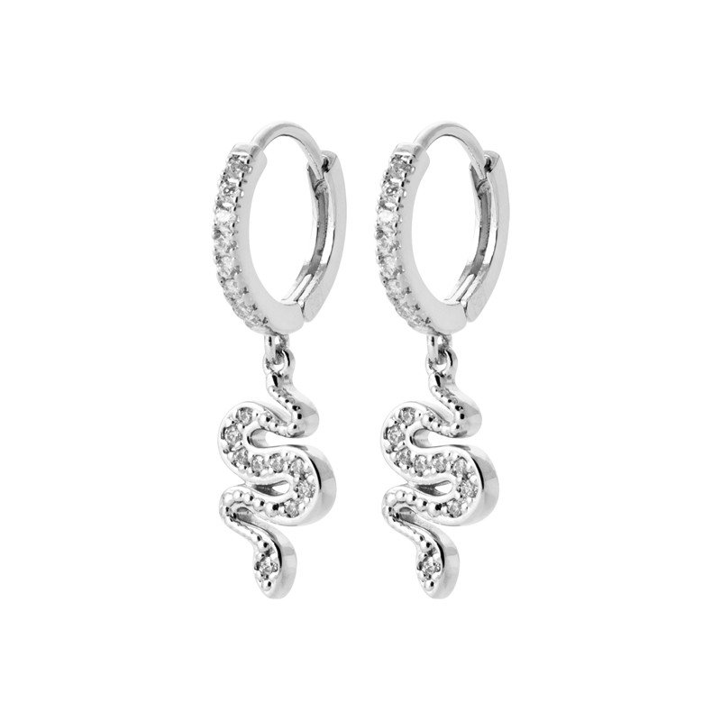 Créoles Serpent Scintillant en Argent Rhodié