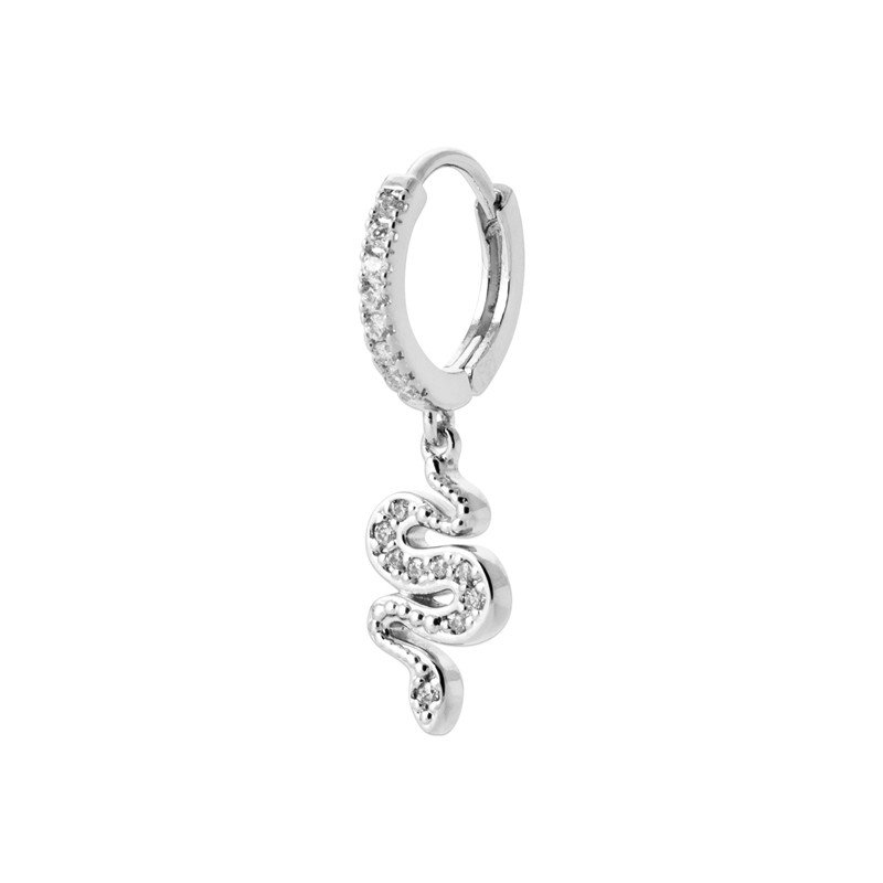 Créole Argent Rhodié Serpent Oxydes de Zirconium