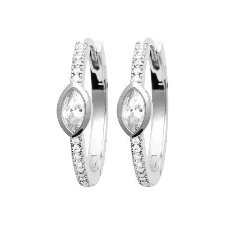 Créoles Argent Rhodié Oxyde de Zirconium Marquise - Kara Bijoux