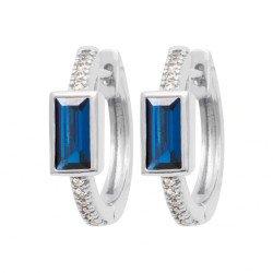 Créoles Argent Rhodié Oxydes de Zirconium Bleu Intense | Kara Bijoux