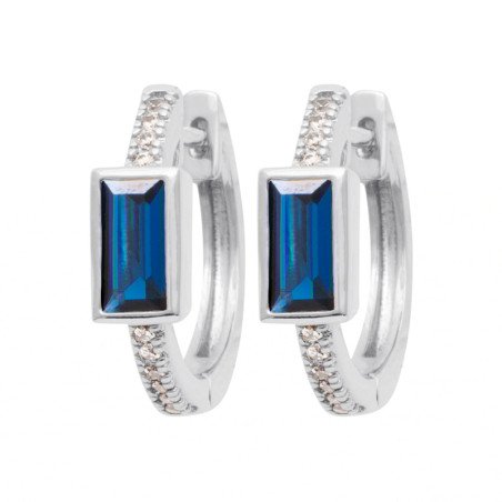 Créoles Argent Rhodié Oxydes de Zirconium Bleu Intense | Kara Bijoux