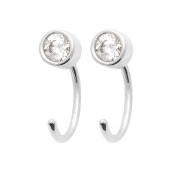 Mini Créoles Argent Rhodié Oxyde de Zirconium | Kara Bijoux