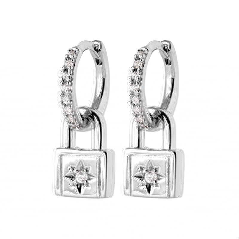 Créoles Cadenas Étoile Argent Rhodié & Oxyde Zirconium