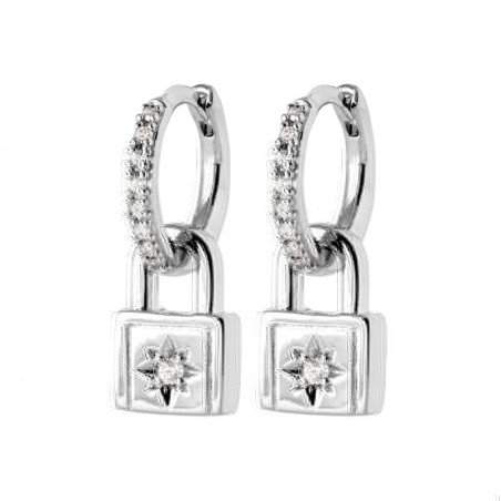 Créoles Cadenas Étoile Argent Rhodié & Oxyde Zirconium