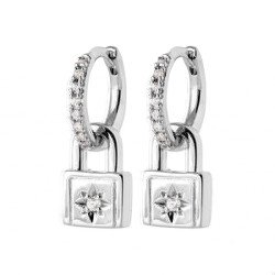 Créoles Cadenas Étoile Argent Rhodié & Oxyde Zirconium