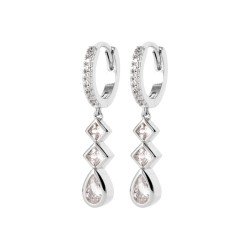 Créoles Pendantes Argent 925 Rhodié & Oxydes de Zirconium