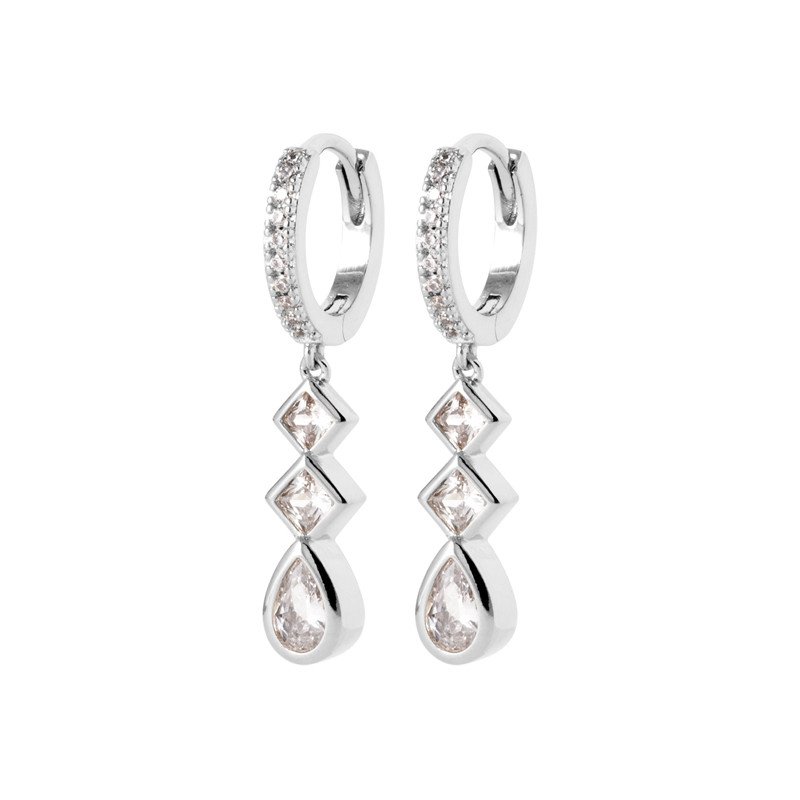 Créoles Pendantes Argent 925 Rhodié & Oxydes de Zirconium
