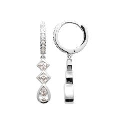 Créoles Pendantes Argent 925 Rhodié & Oxydes de Zirconium