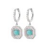 Créoles Octogonales Argent Rhodié Zircon & Turquoise