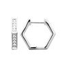 Créoles Hexagonales Argent Rhodié Oxydes de Zirconium