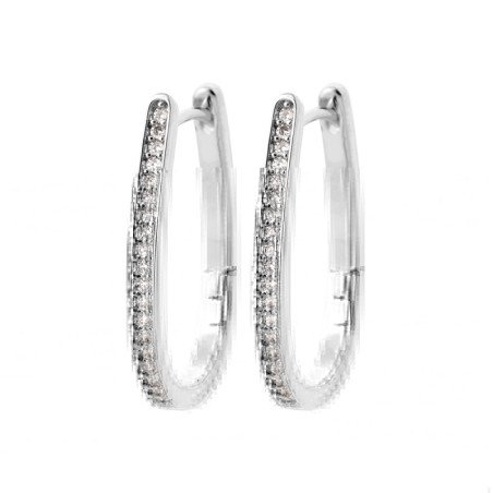 Créoles Ovale Argent Rhodié & Oxyde de Zirconium | Kara Bijoux