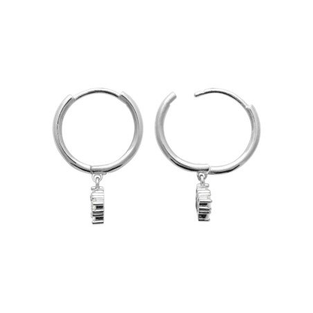 Créoles Argent Rhodié Pendentif Carré Scintillant