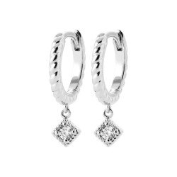 Créoles Torsadées Argent 925 Rhodié & Oxyde de Zirconium