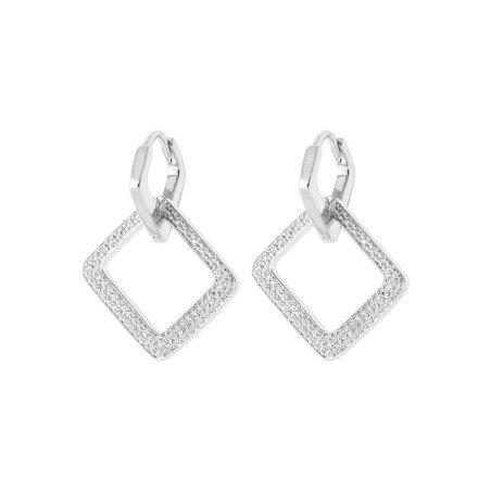 Créoles Carrées Scintillantes en Argent Rhodié