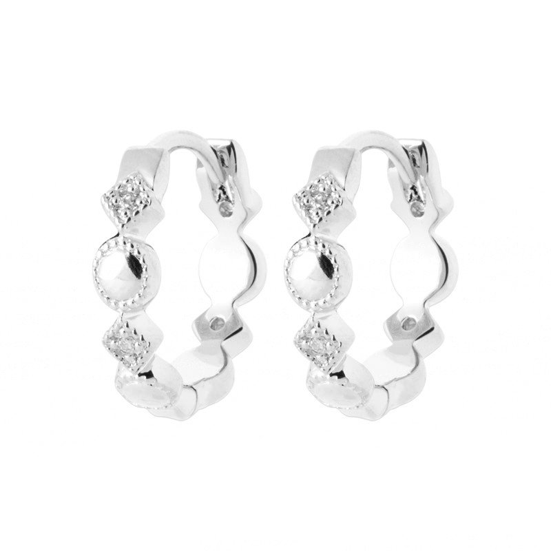 Créoles Argent Rhodié Dômes & Oxydes de Zirconium - Kara Bijoux