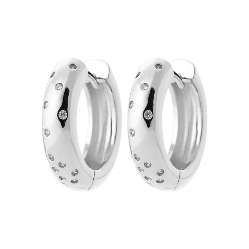 Créoles Argent Rhodié Zircons Scintillants