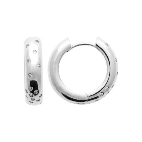 Créoles Argent Rhodié Zircons Scintillants