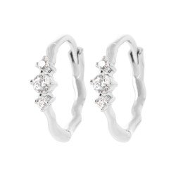 Créoles Ondulées Argent Rhodié & Oxyde de Zirconium | Kara Bijoux