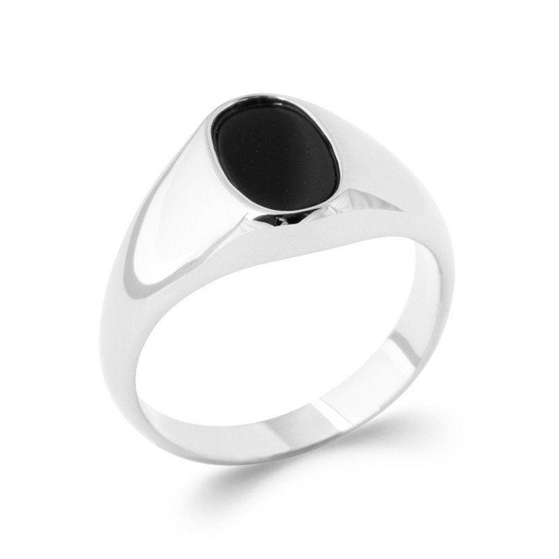 Bague Chevalière Argent 925 Imitation Onyx
