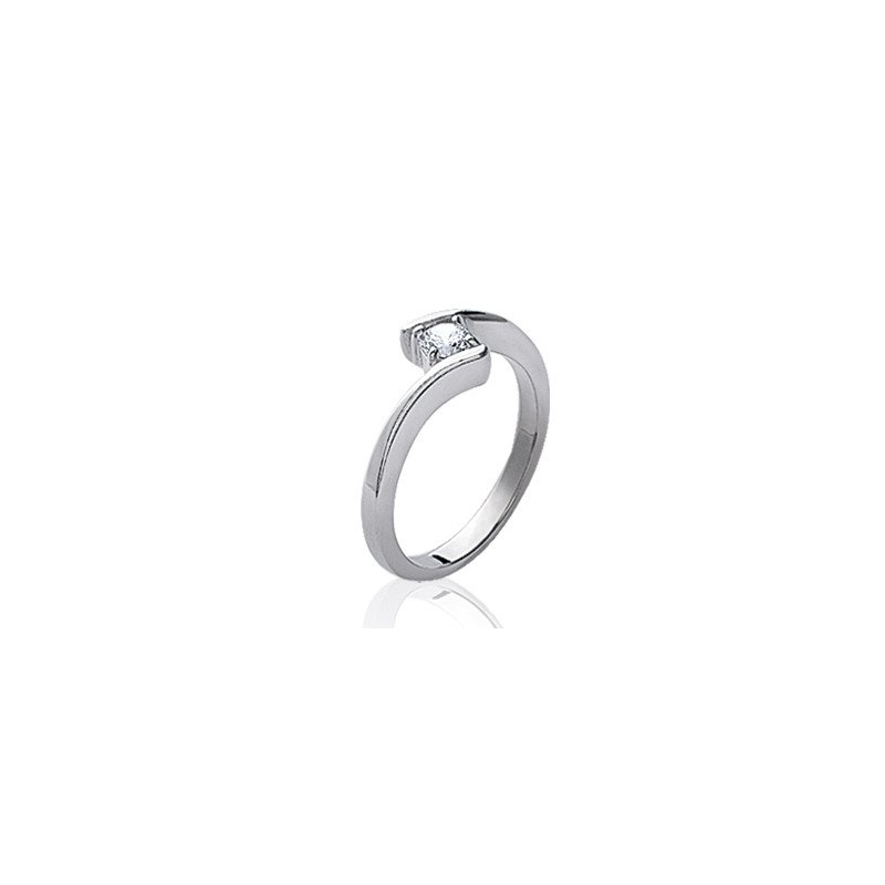 Bague Solitaire Éclat Argent Rhodié