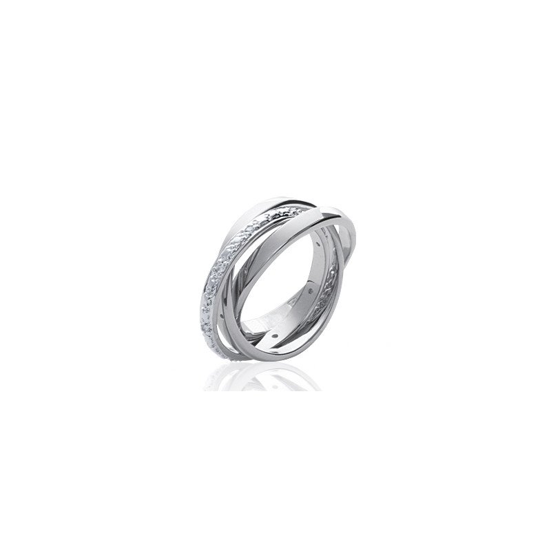Bague Entrelacs Scintillants Argent Rhodié