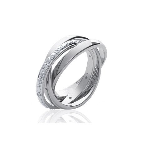 Bague Entrelacs Scintillants Argent Rhodié