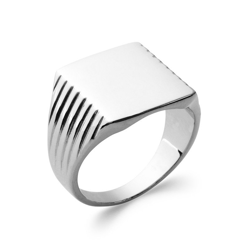 Bague Chevalière Rectangulaire Argent Rhodié