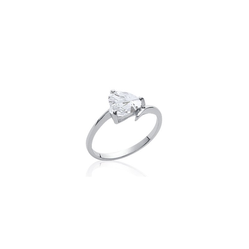 Bague Cœur Scintillant en Argent Rhodié