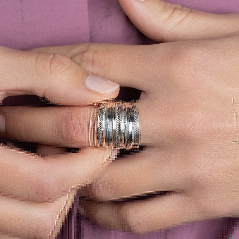 Bague Argent 925 Multilignes Texturée