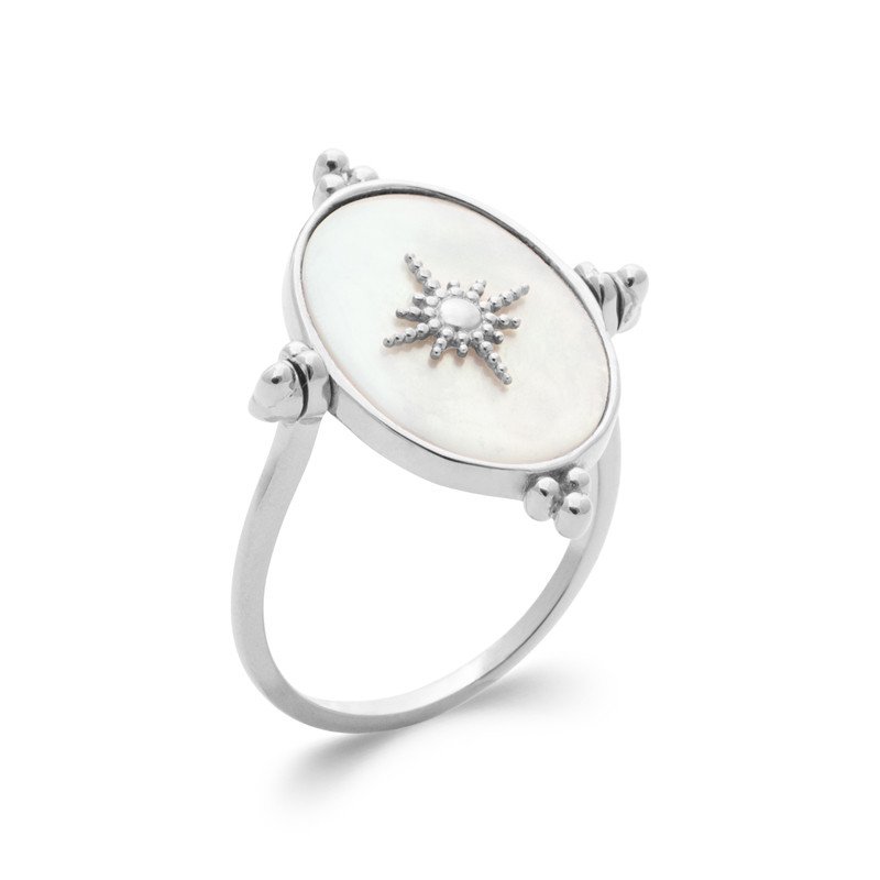 BAGUE ARGENT 925 RHODIE NACRE