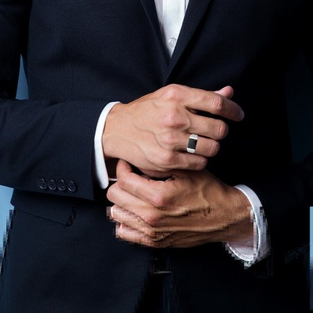 Bague Chevalière Argent 925 Onyx Imitation