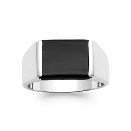 Bague Chevalière Argent 925 Onyx Imitation