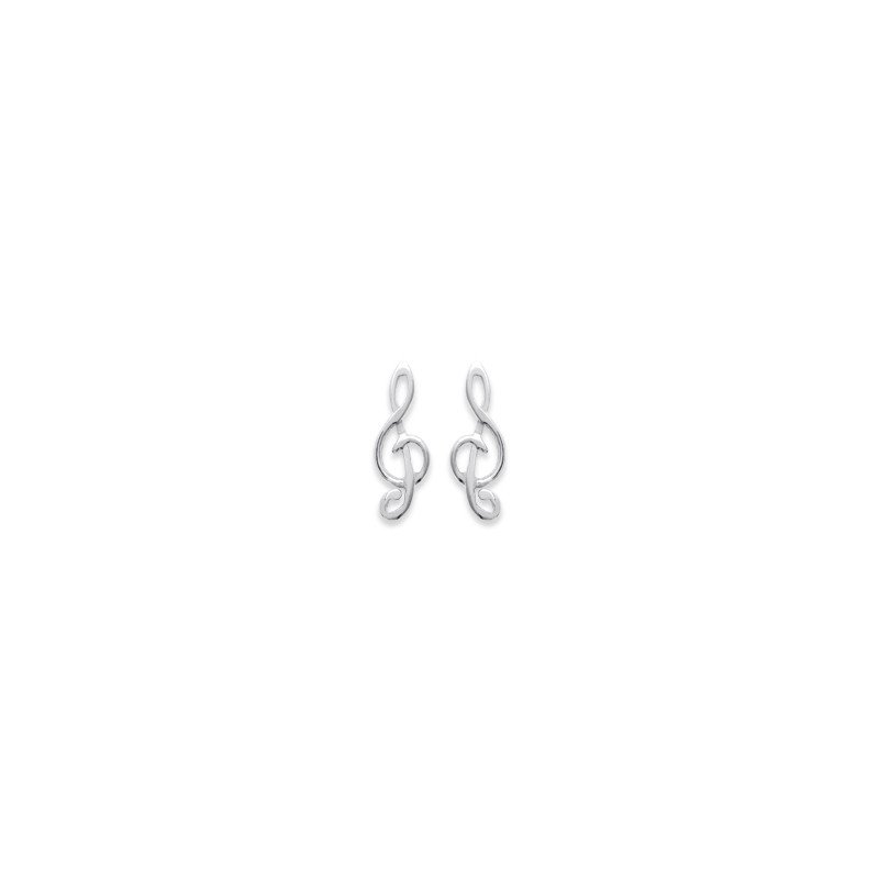 Boucles d'Oreilles Clé de Sol en Argent 925