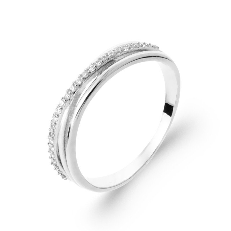Bague Argent Rhodié Entrelacs Scintillants